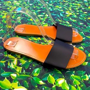 NWT J.Crew Navy Italian Leather Slides - 8